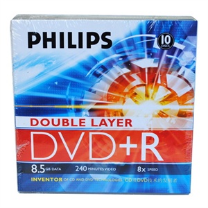 【当当自营】 Philips飞利浦 DVD+R DL 8X 8.5GB 银面DL 10片盒装 刻录盘