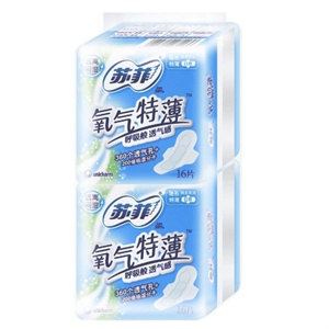 苏菲 氧气特薄日用洁翼型干爽16片×2两联包