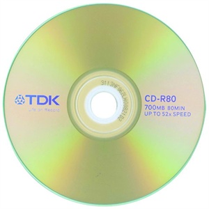 【当当销售配送】TDK CD-R80 52X 商务金盘 单片盒装 刻录盘