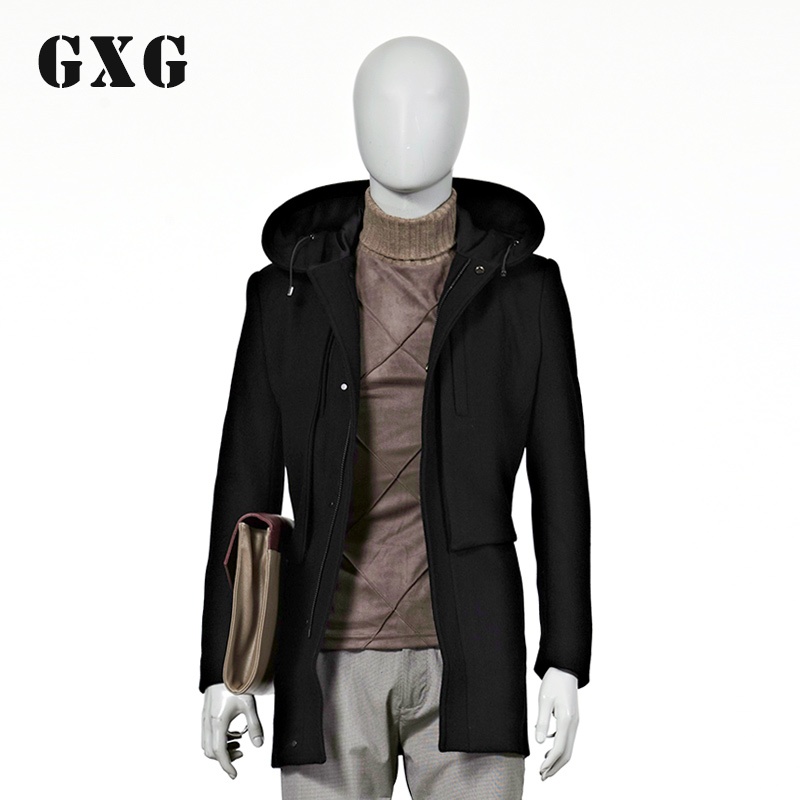 2013冬装新款 <em>GXG</em>男士休闲连帽长款大衣/帽子
