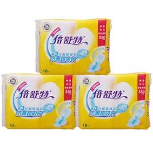 倍舒特 卫生巾棉柔纤巧超长夜用独立3包组合装350mm/共30片