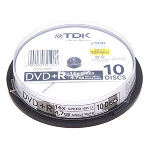 【当当销售配送】TDK DVD+R 16X 4.7GB 肯定 10片桶装 刻录盘