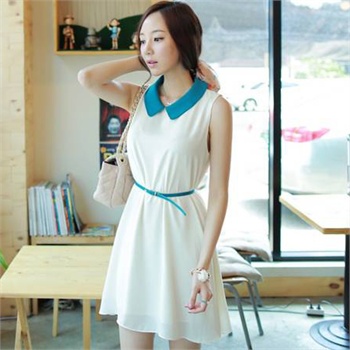 2014夏装新款 娃娃领显瘦修身裙 雪纺连衣裙s213-6230_白色,xl