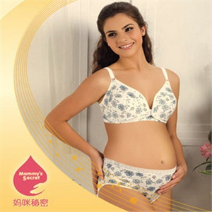 妈咪秘密前开扣哺乳印花文胸80C白色