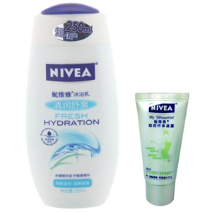 NIVEA妮维雅 清润舒爽沐浴露250ml（赠送窈窕纤体凝露25ml）