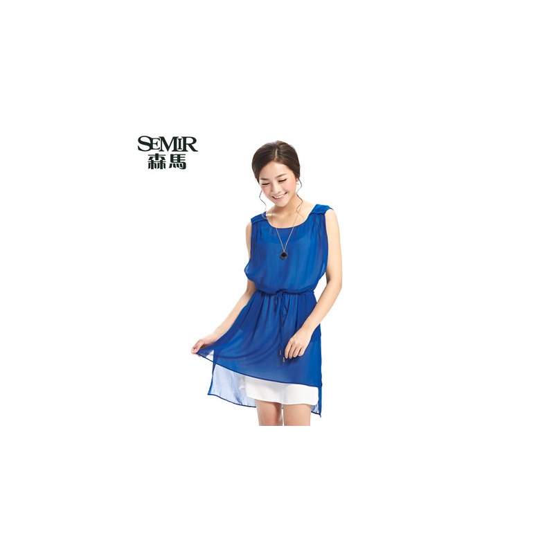 【<em>森马</em>2015夏装<em>新款连衣裙</em>韩版<em>女装</em>圆领雪纺