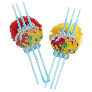 生日用品/生日聚会用品/生日派对用品/礼品/恐龙Barney吸管6个/包