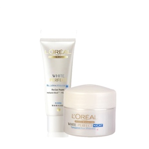 L'OREAL PARIS 巴黎欧莱雅 雪颜美白洁面膏 新包装 15毫升*2+雪颜美白舒缓晚霜15ml