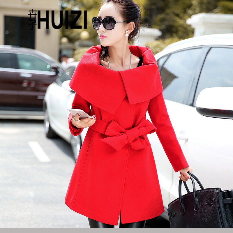 【HUIZI卉子 <em>2015</em>秋冬装<em>新款女装</em>时尚翻领呢大