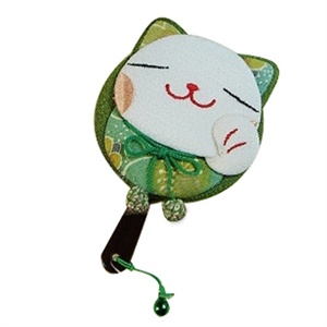 超值装 日本正版和风招财猫 单猫化妆镜手柄镜（绿色两支装）