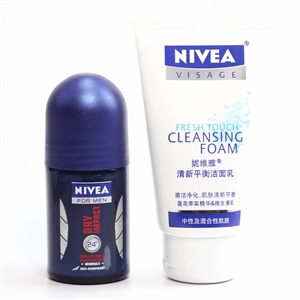 Nivea 妮维雅 夏季优惠装（清新平衡洁面乳50g+妮维雅干爽魄力爽身走珠液25ml）