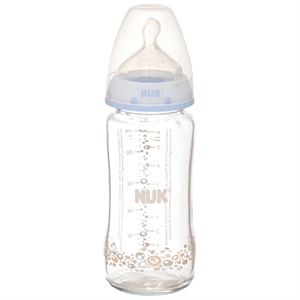 NUK宽口径耐高温玻璃彩色奶瓶240ML (带2号硅胶宽口仿真通气奶嘴)