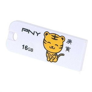 【当当销售配送】必恩威PNY 16G 卡片U盘 乖乖虎 白色 送硅胶套-防水/防尘，五年保修