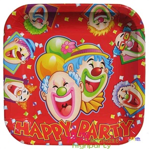 生日用品/生日聚会用品/生日派对用品/礼品/魔术小丑纸盘6个/包