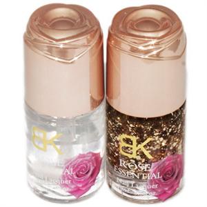 BK玫瑰精油指甲油43#璀璨水金15ml+BK玫瑰精油指甲油03#亮油15ml 赠 美甲贴花一张 花样随机