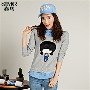 森马<em>毛衣</em> 2015秋季新款 <em>女士</em>卡通人物图案绣花