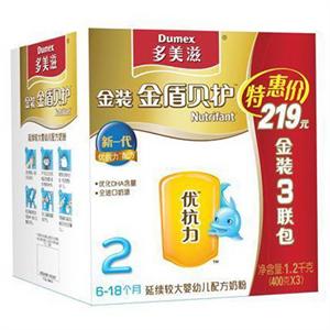 多美滋金装金盾贝护延续较大婴幼儿配方奶粉三联包400g*3
