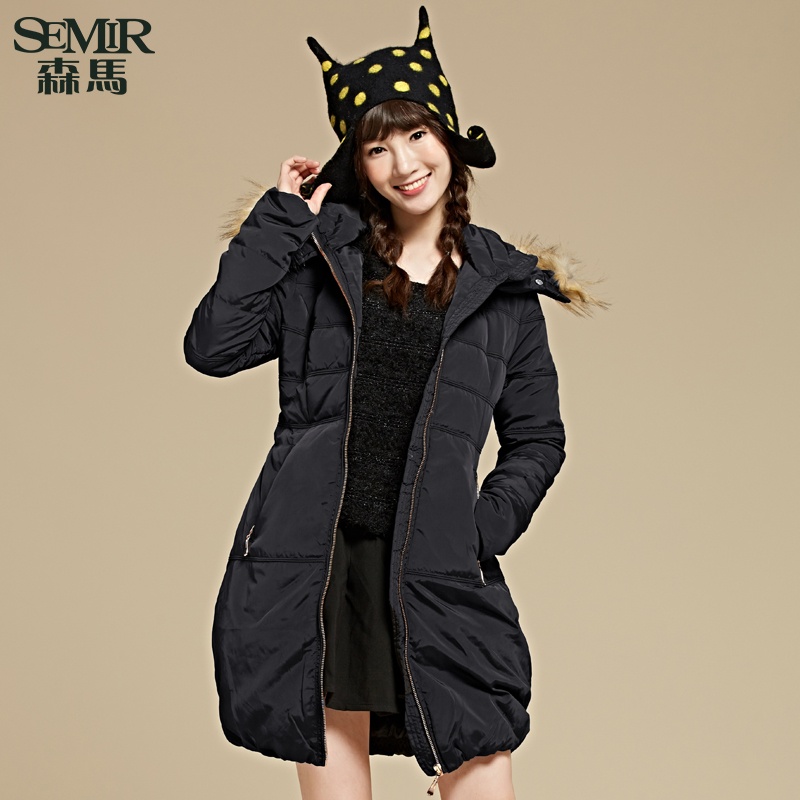 【<em>森马</em>羽绒服 2015<em>冬装</em>新款 <em>女士</em>纯色连帽可拆