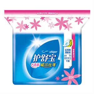 护舒宝 清新瞬洁丝薄全周期卫生巾 22片/包