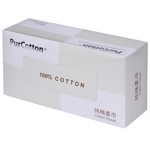 PurCotton全棉时代 盒装抽拉式日用纯棉柔巾30g22目网眼/20x20cm,100抽/盒800-000311