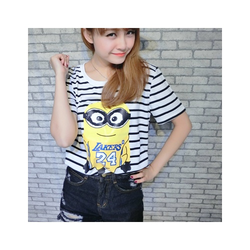 2014年夏款新款 女装圆领短袖小黄人,76图案宽松简约t恤女f1098-3835