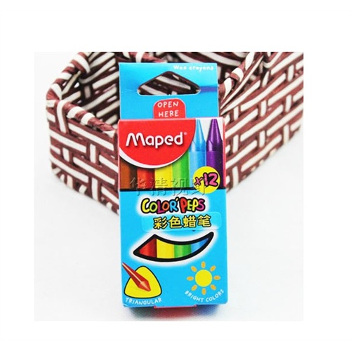 马培德maped 12色普通蜡笔 三角杆 上色均匀 环保无毒 861011