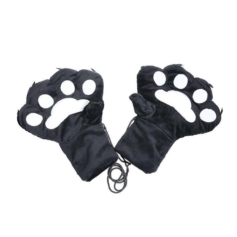 依吉饰 秋季加厚可爱保暖虎爪手套 萌物卡通手掌连指暴爪女士手套