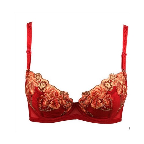 戴安娜专柜正品高贵牡丹刺绣小胸型聚拢文胸 _2080232c_酒红色,80c