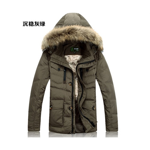 战地吉普(afs jeep) 男士加厚中长款羽绒服_沉稳灰绿,xxl