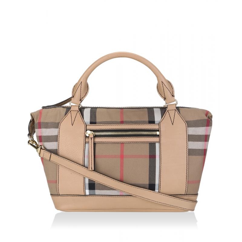 博柏利 burberry 女包 手提包 单肩包 斜挎包 奢侈品 格纹拼接棕色