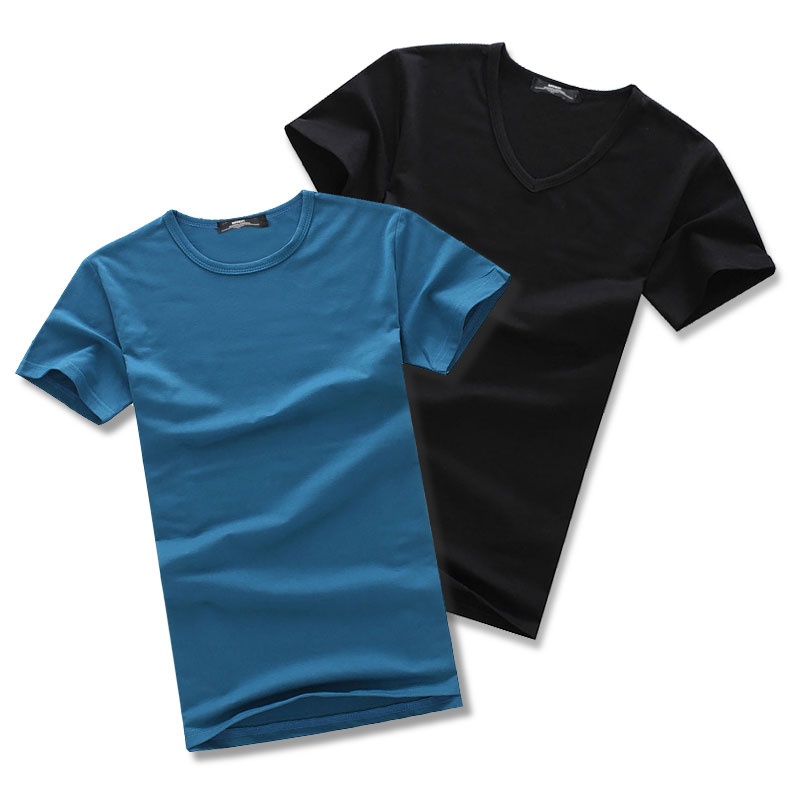 【msekt恤】2件装 新品 纯棉纯色男短袖tshirt打底衫3030 3034_圆领