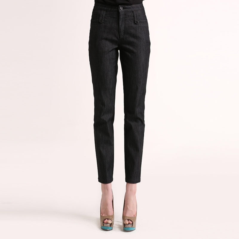 米兰登加厚加绒牛仔裤女秋冬妈妈长裤中老年大码女裤wd410009