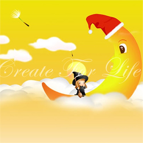 弯月娇眠墙贴 可移除墙壁装饰画 墙纸 客厅 卧室 床头 家居必备家装