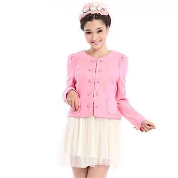 阿依莲ayilian 2013新款春秋时尚百搭修身圆领短外套女休闲小西装 dse