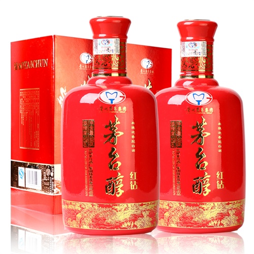 醉佳一等 茅台醇红钻 浓香型白酒 2瓶装52度500ml*2 喜酒婚庆酒 送礼