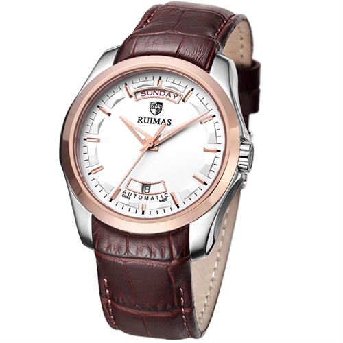 瑞马仕 ruimas 自动机械男士手表6081g_棕带玫壳,男款