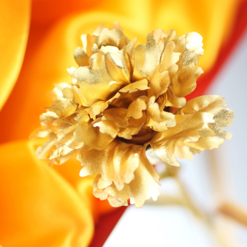 闪烁珠宝 999千足金金箔康乃馨(大号) 全开型金箔康乃馨 妈妈礼物 (带