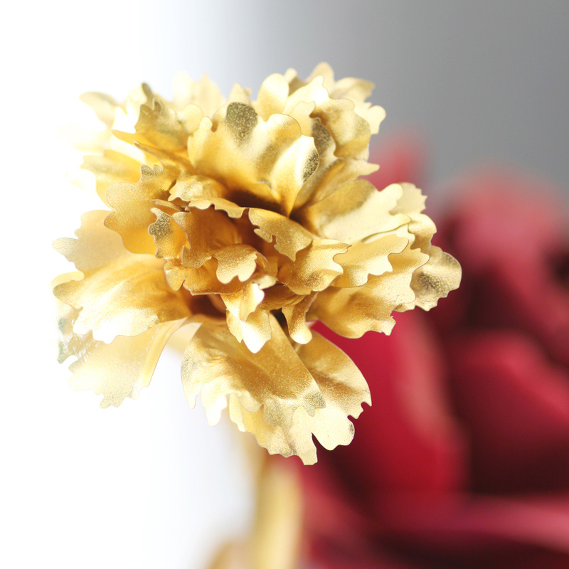 闪烁珠宝 999千足金金箔康乃馨(大号) 全开型金箔康乃馨 妈妈礼物 (带